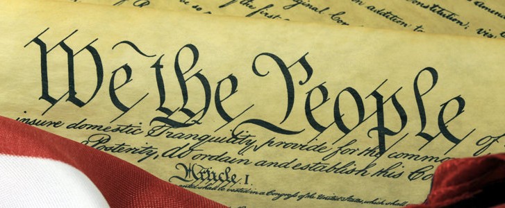 American Constitution and US Flag