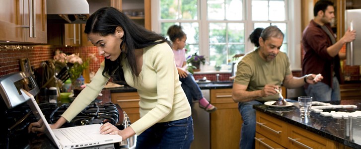 Multigenerational family in kitchen