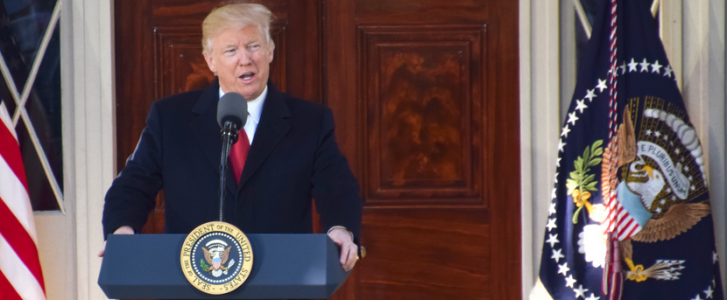 President Donald Trump giving a speech