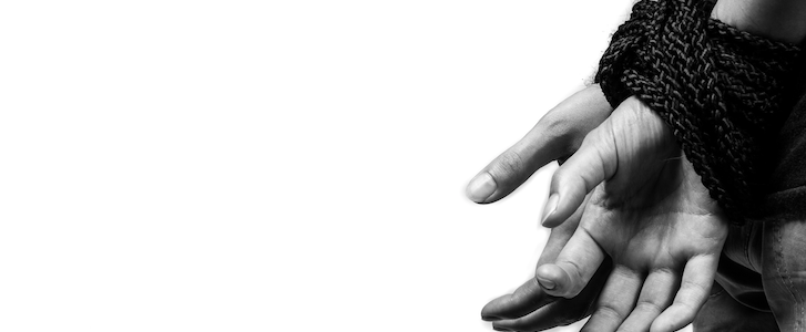 Hands of a woman bound up (human trafficking concept picture)