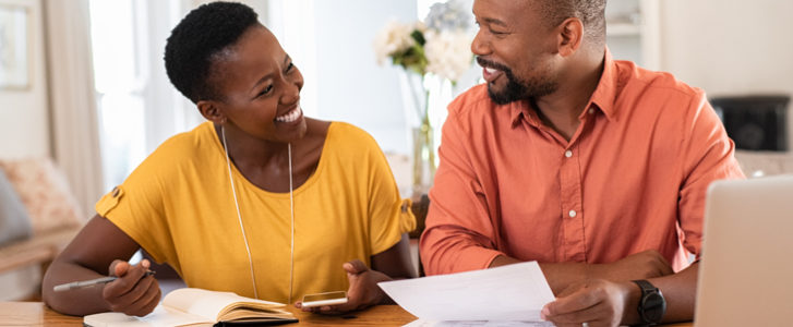 A couple going over their finances